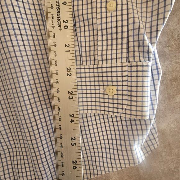 LL Bean Shirt Mens Size L White Black Blue Plaid Button Up Long Sleeve Casual - Picture 6 of 6